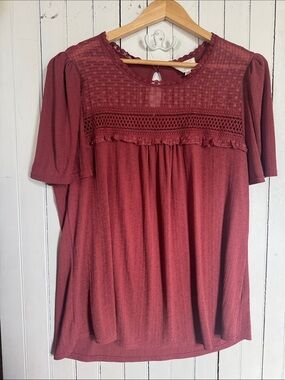 Flower & Feather Blouse Burnt Orange Size 2XL